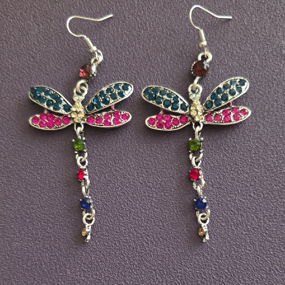 Blue and Pink Butterfly Earrings
